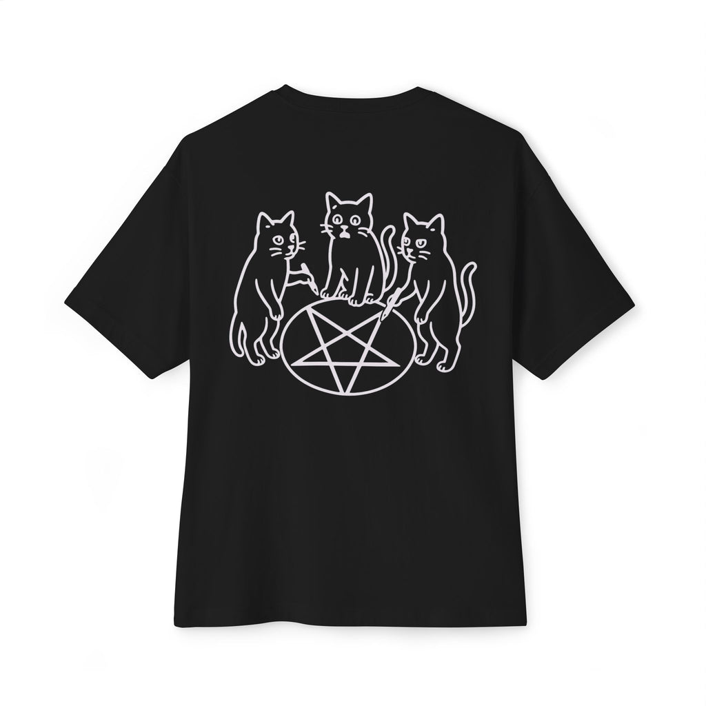 Occult Cats Tee — Three Cats Around Pentagram Graphic T-Shirt