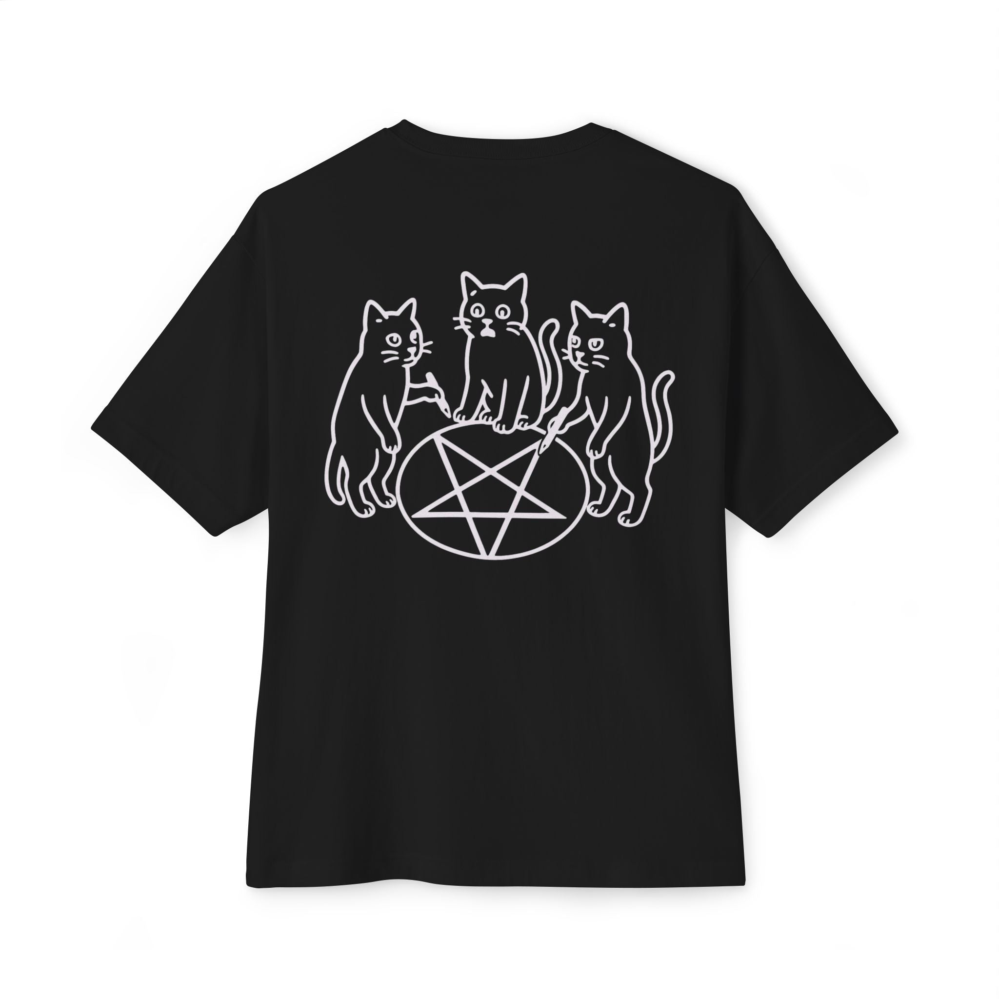 Occult Cats Tee — Three Cats Around Pentagram Graphic T-Shirt